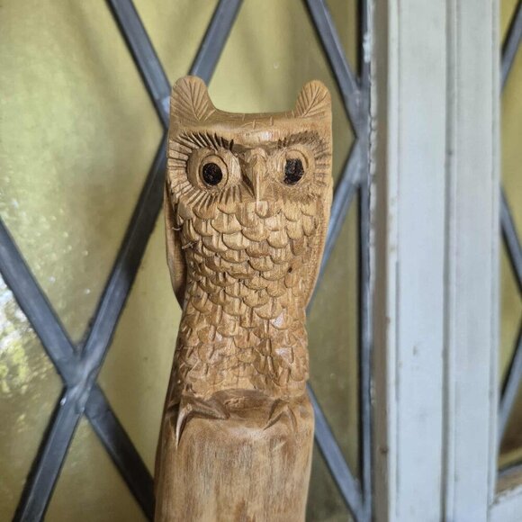 Vintage Owl Wood Sculpture - Unique Folk Art Peice! - Picture 4 of 11